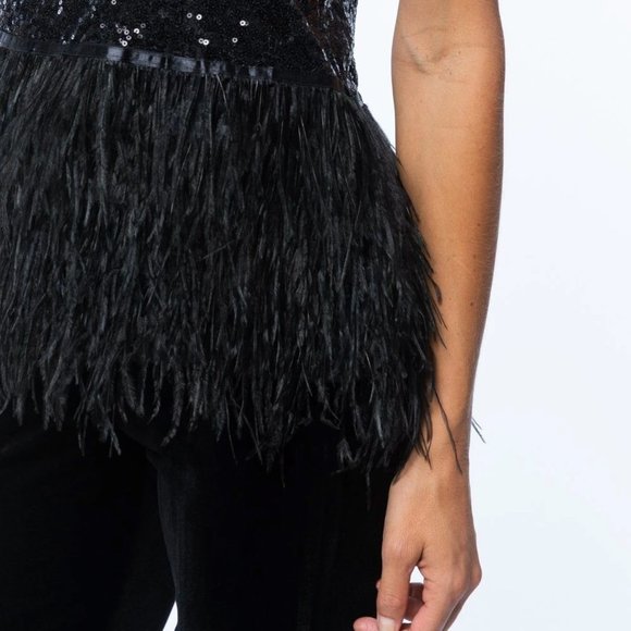 NWT Tyler Boe Sequin Feather Top - Picture 4 of 8